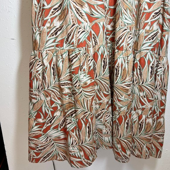 NWT House of Harlow Leaf Print Tie-Sleeve Linen Maxidress - Picture 7 of 14